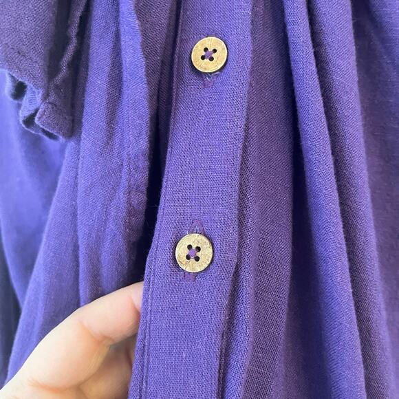 NWT Free People Vintage Summer Midi Dress Sz L Fits M Linen Blend Button Purple - Picture 6 of 16